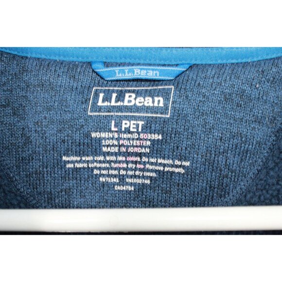 LL Bean Sweater Fleece Coat Blue Size Large Pet - Picture 4 of 10